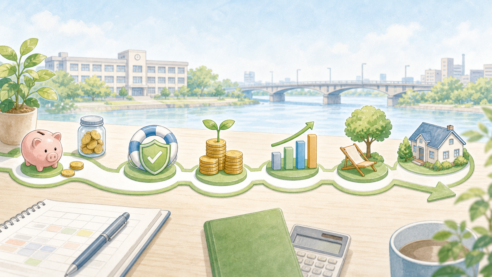 60代夫婦が年金と生活費を比べる図